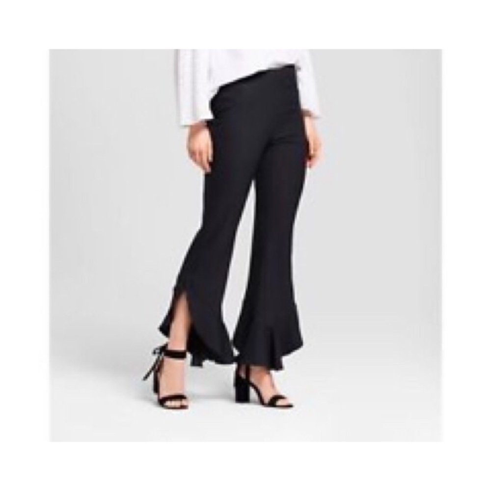 Who What Wear Cropped Black Ruffle Pants